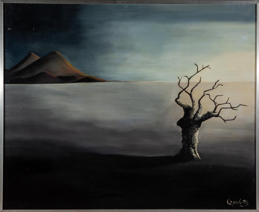 José Manuel Capuletti comparable auction result: jos manuel capuletti valladolid 1925 germany 1976 surrealist landscape with barren tree