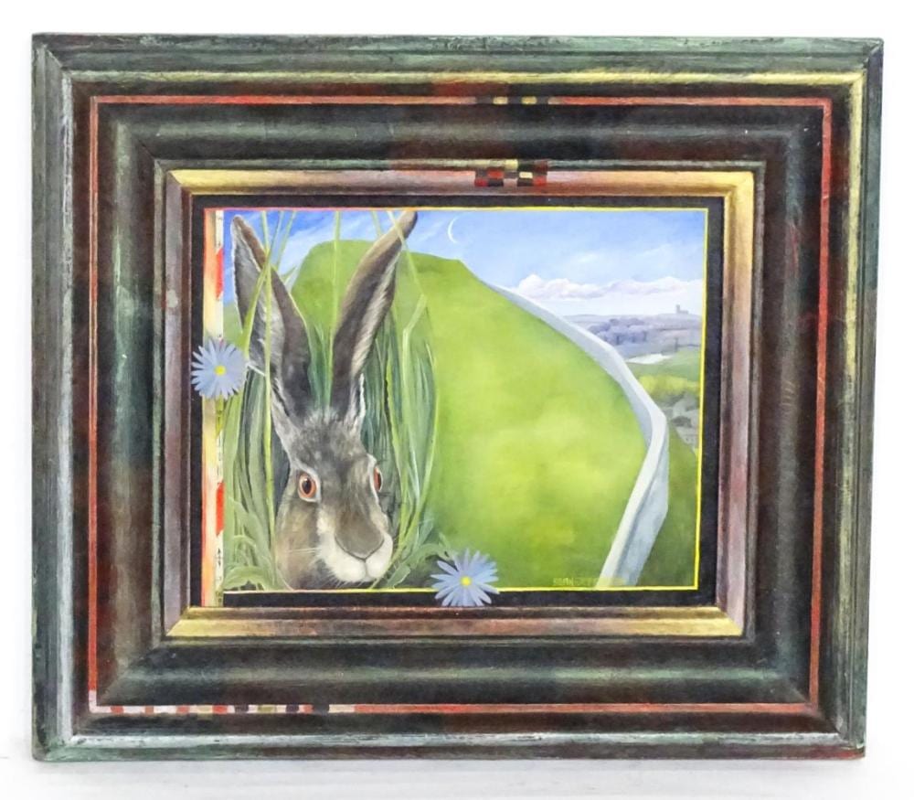 Sean Jefferson comparable auction result: sean jefferson b 1957 oil on board find the hare game a landscape sce