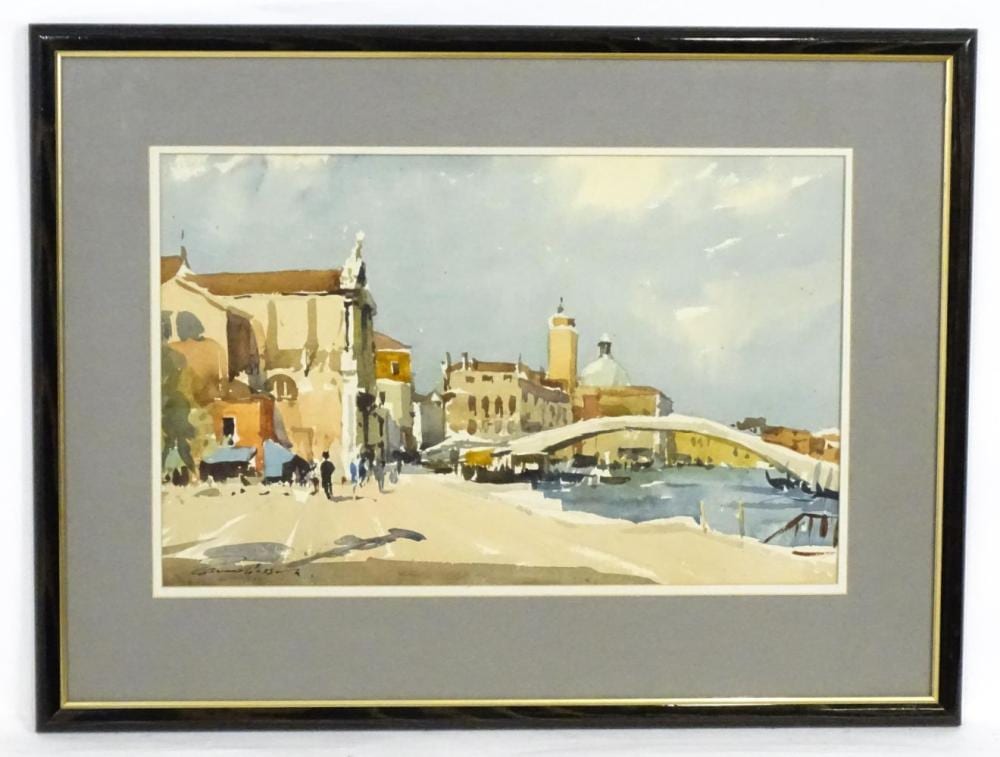 Edward Wesson comparable auction result: edward wesson 20th century watercolour a venetian canal signed lower le