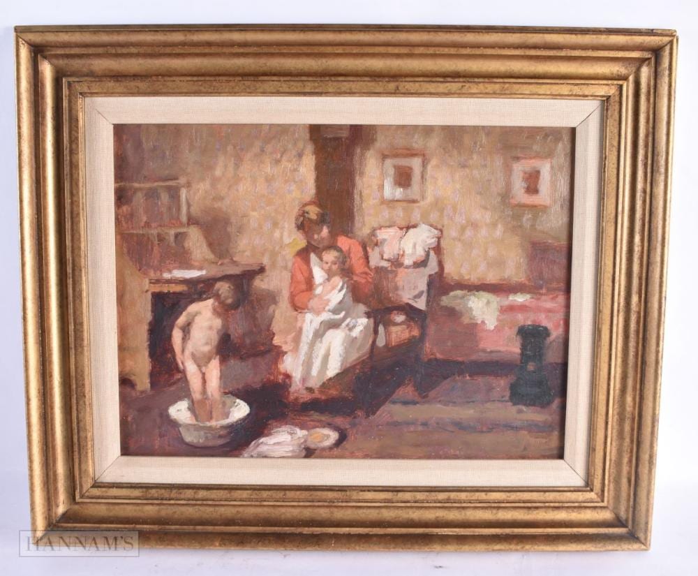 Bernard Dunstan comparable auction result: bernard dunstan 1920 2017 brtitish oil on board figures within an interior 52 cm x 42 cm