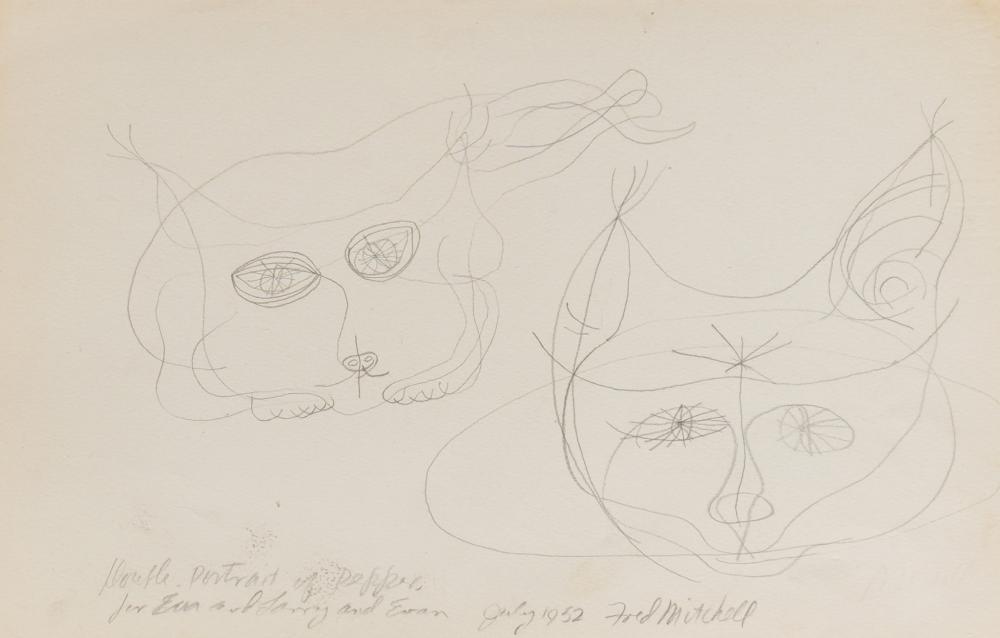 Fred Mitchell comparable auction result: fred mitchell american 1923 2013 double portrait of pepper pencil study signed and titled along lower margin unframed sheet size 9 3 4 x 13 1 4 in 24 8 x 33 7 cm