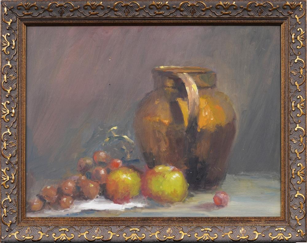 Robert A Waltsak comparable auction result: robert a waltsak b 1944 american impressionist fruit still life signed framed oil painting
