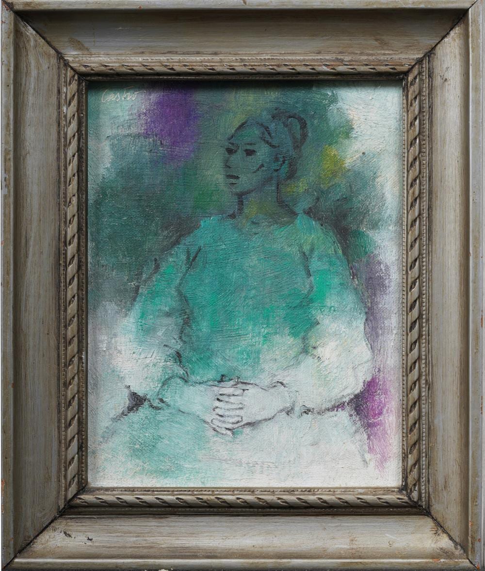 Fernando Castro Pacheco comparable auction result: fernando castro pacheco 1918 2013 vintage important mexican modernist portrait framed oil painting