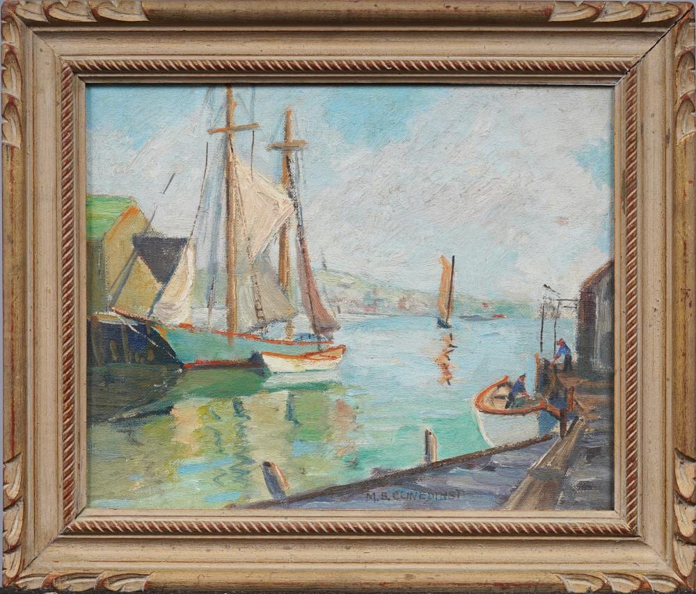 May Spear Clinedinst comparable auction result: may spear clinedinst 1887 1960 antique american impressionist gloucester harbor seascape painting