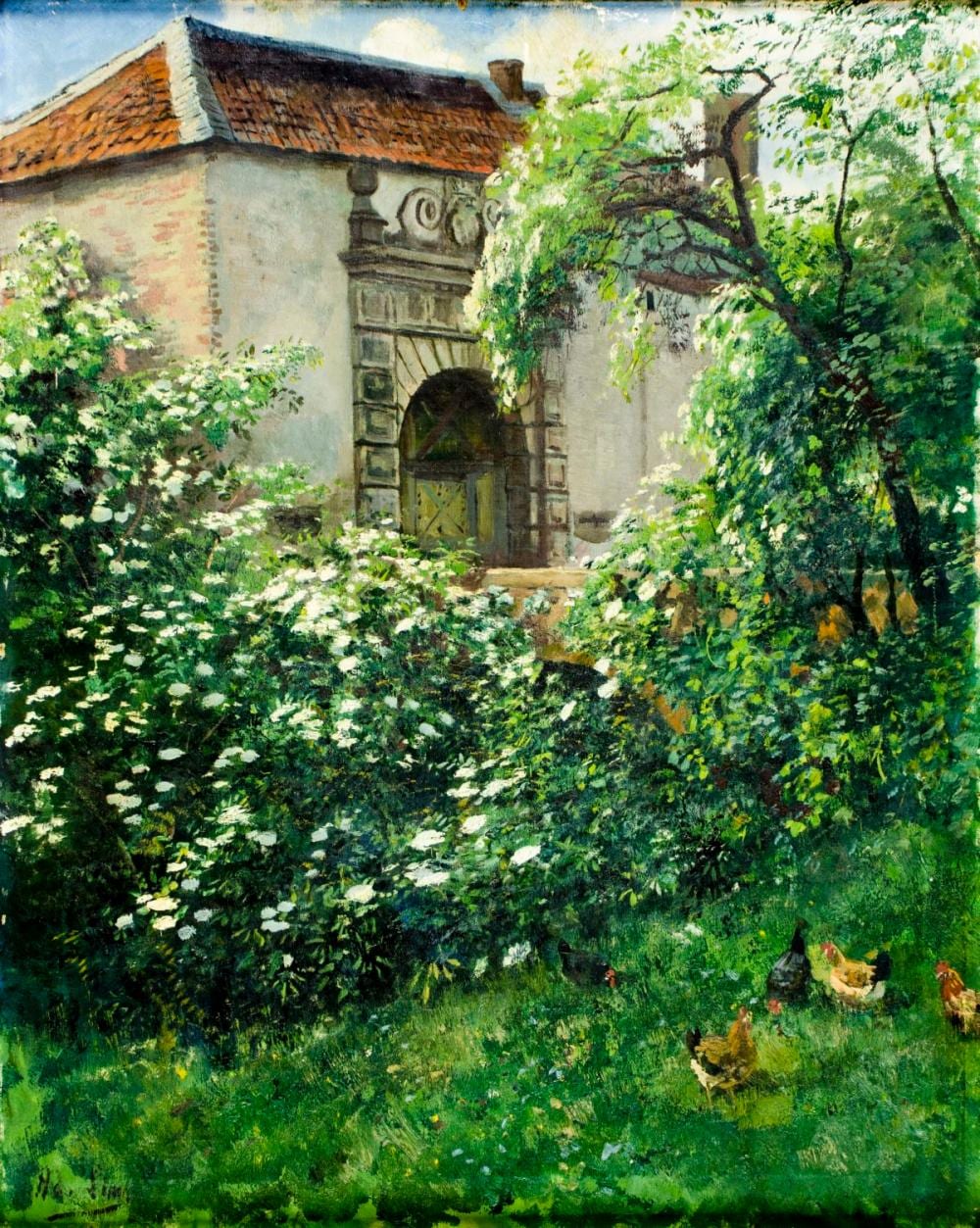 Adolf Lins comparable auction result: adolf lins german 1856 1927 oil painting antique