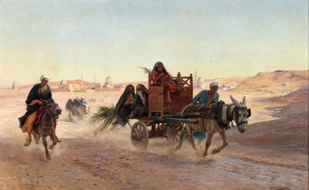Eugène Girardet comparable auction result: eug ne girardet 1853 1907 en charrette dans la plaine des tombeaux des califes le caire