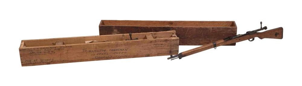 * TWO JAPANESE TYPE 99 RIFLES WITH SHIPPING CRATES World War II-Era Lengths 44". sold by Eldred's, lot 2220 — auction record photograph