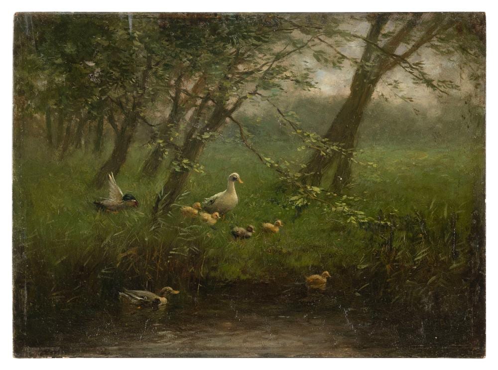 Constant David Ludovic Artz comparable auction result: constant david ludovic artz the netherlands 1870 1951 ducks by a pond oil on panel 10 25 x 14 25 unframed