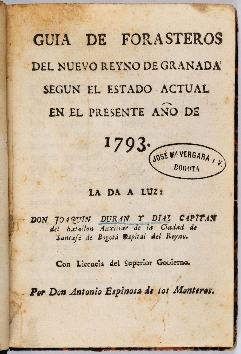 Guía de forasteros. Duran J. 1793. comparable sale