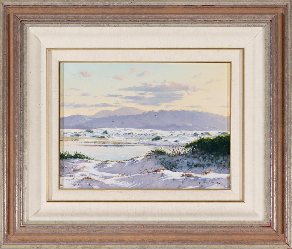 Les Graham comparable auction result: les graham 1942 sundown at ryan s cut crescent head killick beach kampsey oil on canvas on board 22x30 cm frame 43x50 cm