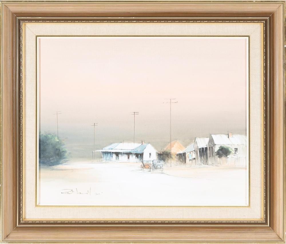 Rex Newell comparable auction result: rex newell 1939 2016 royal mail hotel hungerford qld 1984 oil on board 35x58 cm frame 70x93 cm