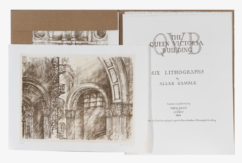 Allan Gamble comparable auction result: allan gamble 1907 2001 the quuen victoria building sydney 1986 lithograph a portfolio of 6 works 54 50x41 50 cm