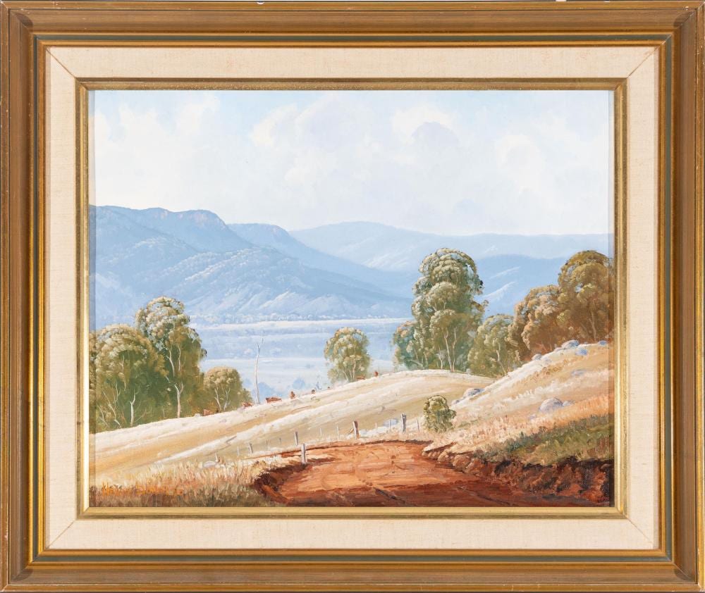 Henry Dunne comparable auction result: henry dunne 1931 cattle grazing on the barrington hills 1980 oil on canvas on board 39x49 cm frame 55x65 cm