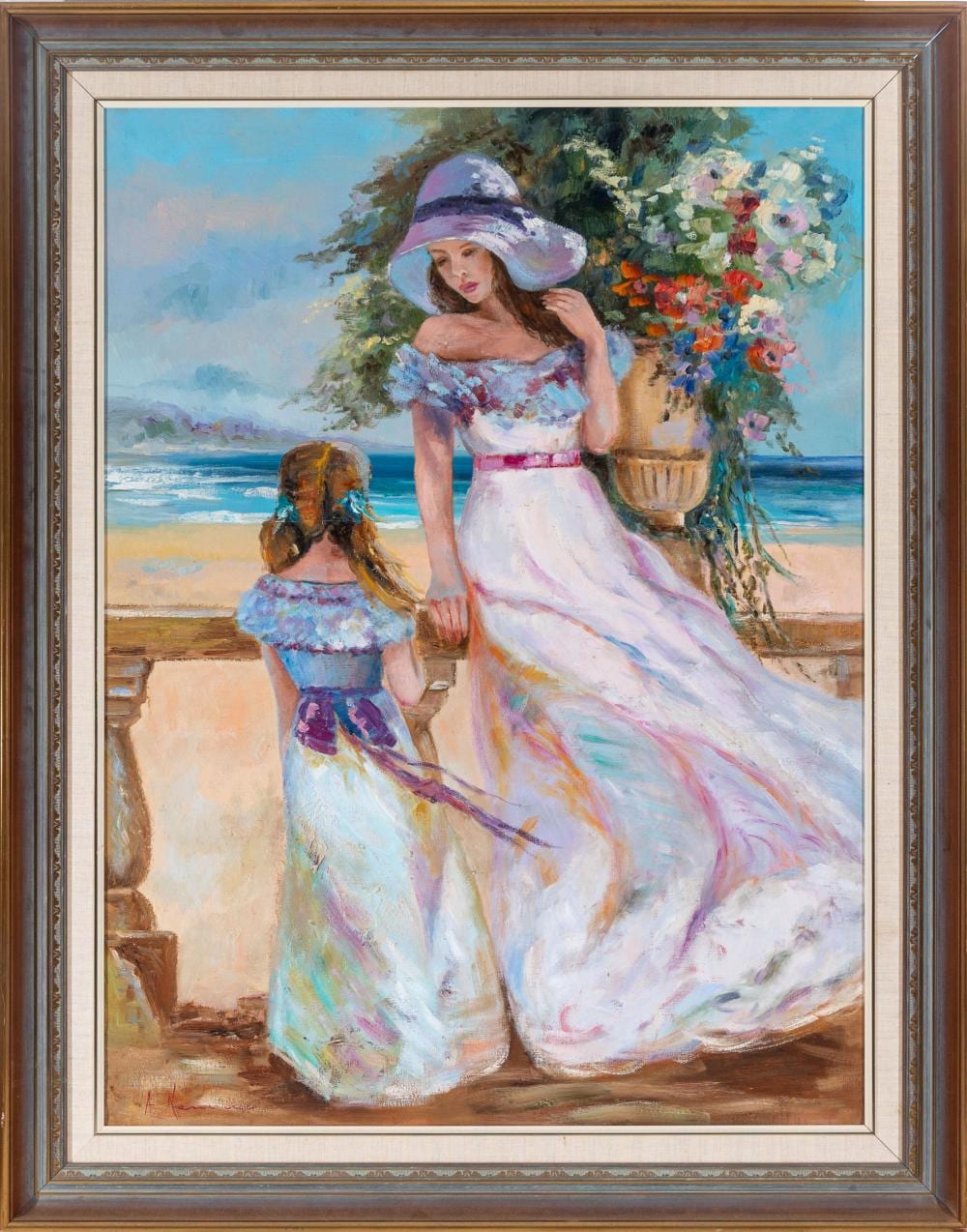 Anita Newman comparable auction result: anita newman 1946 mother daughter by the sea oil on canvas 100x75 cm frame 120x95 cm