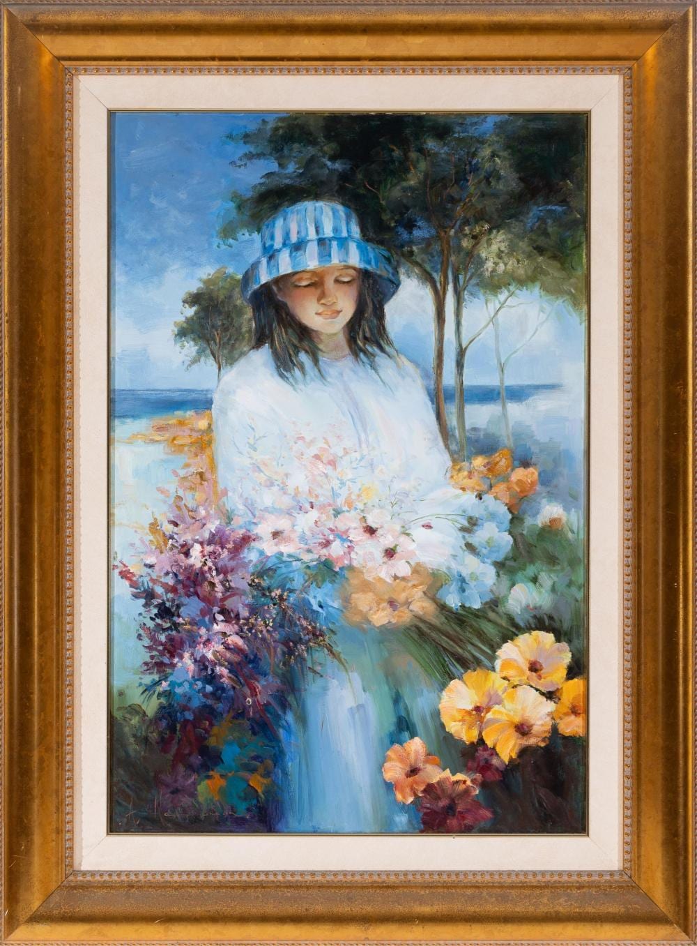 Anita Newman comparable auction result: anita newman 1946 young girl day dream oil on canvas 94x62 cm frame 124x92 cm