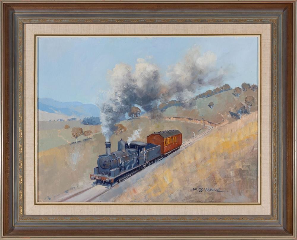 James Wynne comparable auction result: james wynne 1944 in the days of steam oil on board 45x60 cm frame 64x79 cm