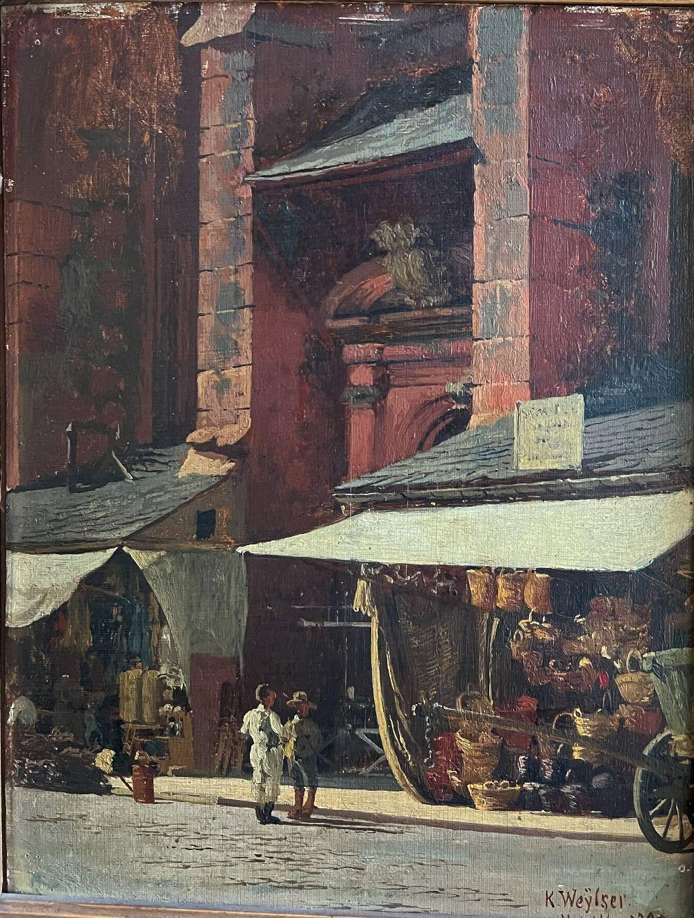 Karl Weysser comparable auction result: karl weysser 1833 1904 marktst nde vor einer kirche signiert r cks bezeichnet no 8 heidelber