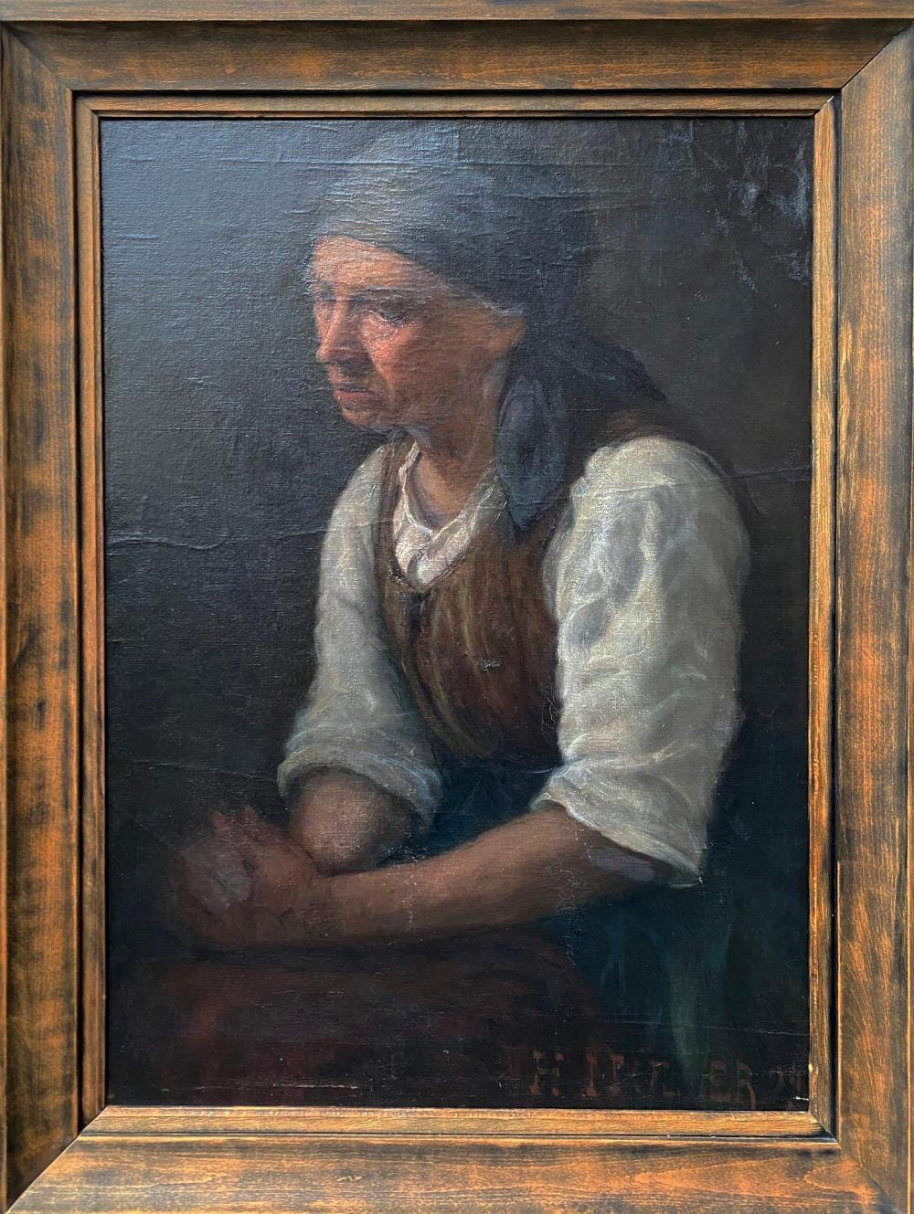 M. Müller comparable auction result: m m ller b uerin mit kopftuch und gefalteten h nden erinnert an darstellungen wilhelm leibels si