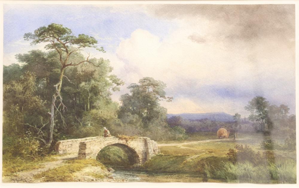 August Christian Geist comparable auction result: august christian geist 1835 1868 steinernde br cke ber bach aquarell signiert und datiert 1