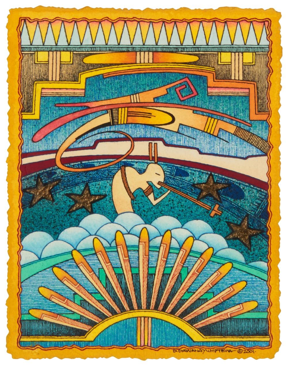 David Dawangyumptewa comparable auction result: david dawangyumptewa b 1957 hopi tewa cloud blower 2001
