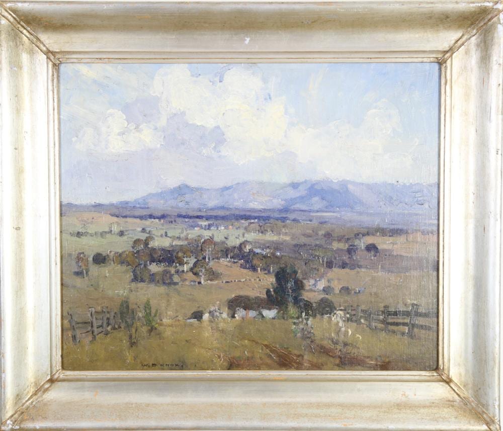 W. D. Knox comparable auction result: william dunn knox 1880 1945 landscape with cottage oil on board signed lower left 44 x 54 cm