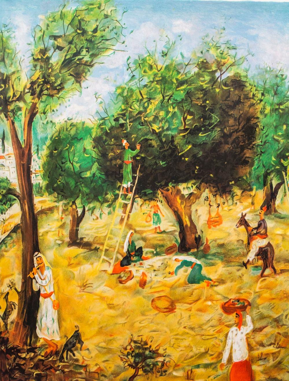 Moshé Elazar Castel comparable auction result: mosh elazar castel 1909 1991 olivenernte the olive harvest um 1980