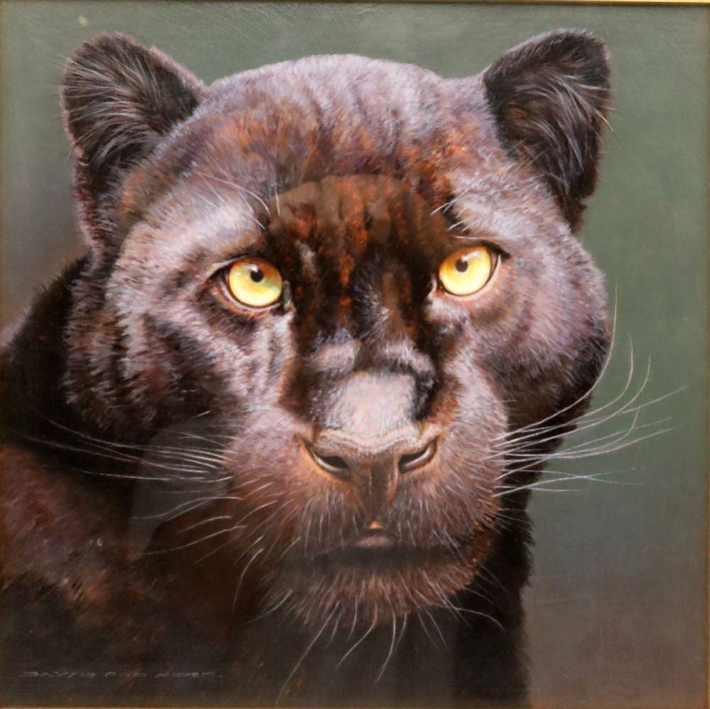 David Ord Kerr comparable auction result: david ord kerr british b 1951 black panther oil on panel