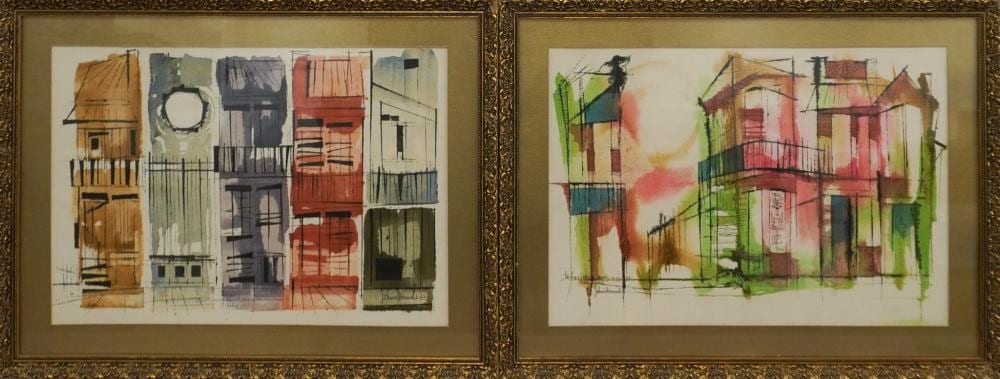 Johnny Donnels comparable auction result: johnny donnels american 1924 2009 street scene and new orleans hotel signed and dated 62 two watercolors and ink on paper frame 19 1 2 x 26 in 49 5 x 66 cm