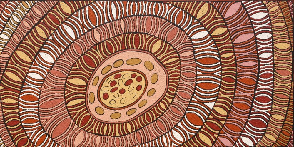 Eilleen Napaljarri comparable auction result: eileen napaltjarri westlake acrylic on belgian linen 61cm x 121cm