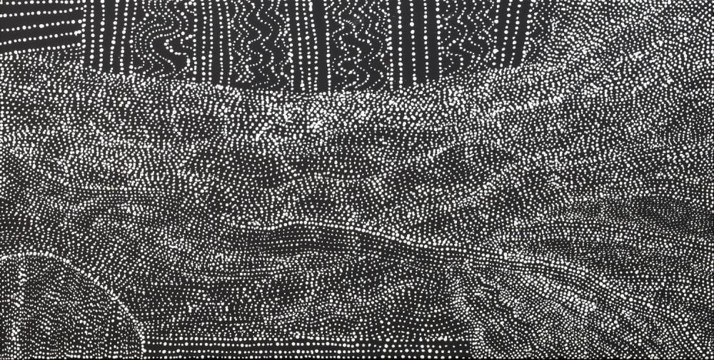 Margaret Lewis Napangardi comparable auction result: margaret lewis napangardi mina mina acrylic on linen 61cm x 120cm