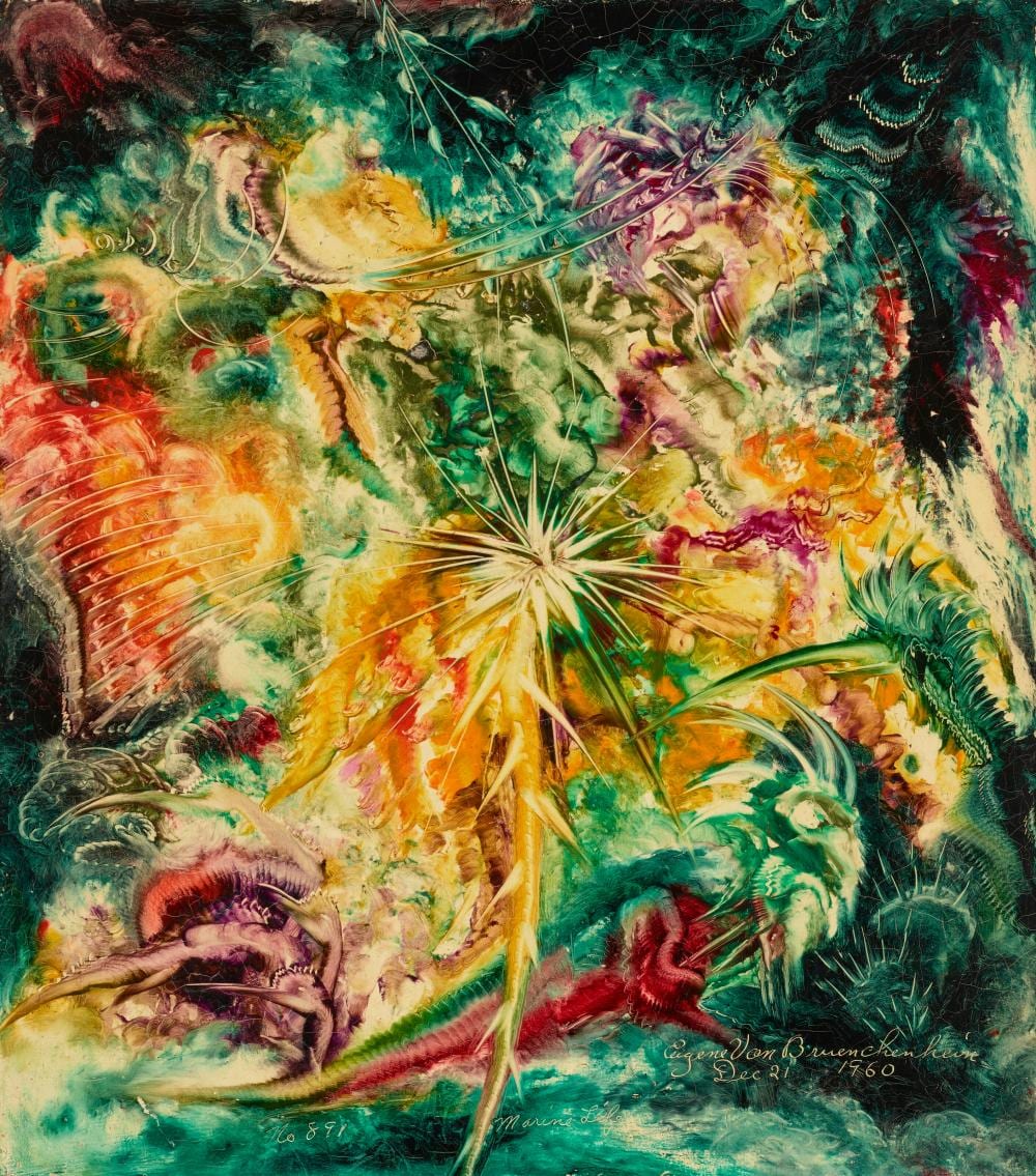 Eugene Von Bruenchenhein comparable auction result: eugene von bruenchenhein 1910 1983 marine life no 891 oil on masonit