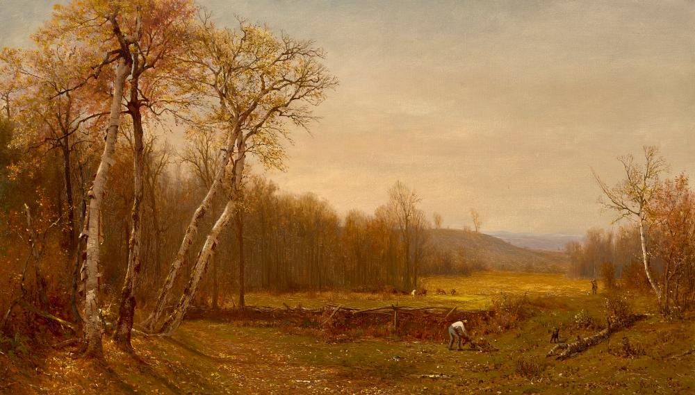 Jervis McEntee comparable auction result: jervis mcentee 1828 1891 autumn scene oil on canvas23 x 41 in 60