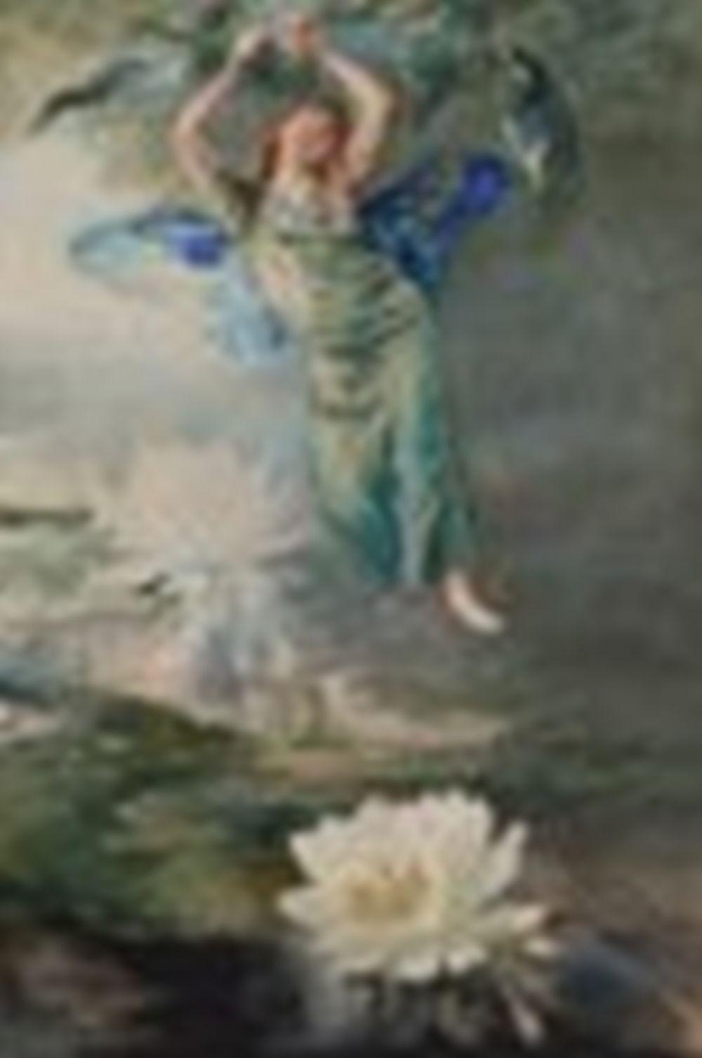 John LaFarge comparable auction result: john la farge 1835 1910 waterlily fairywatercolor on paperimage 8 x 5