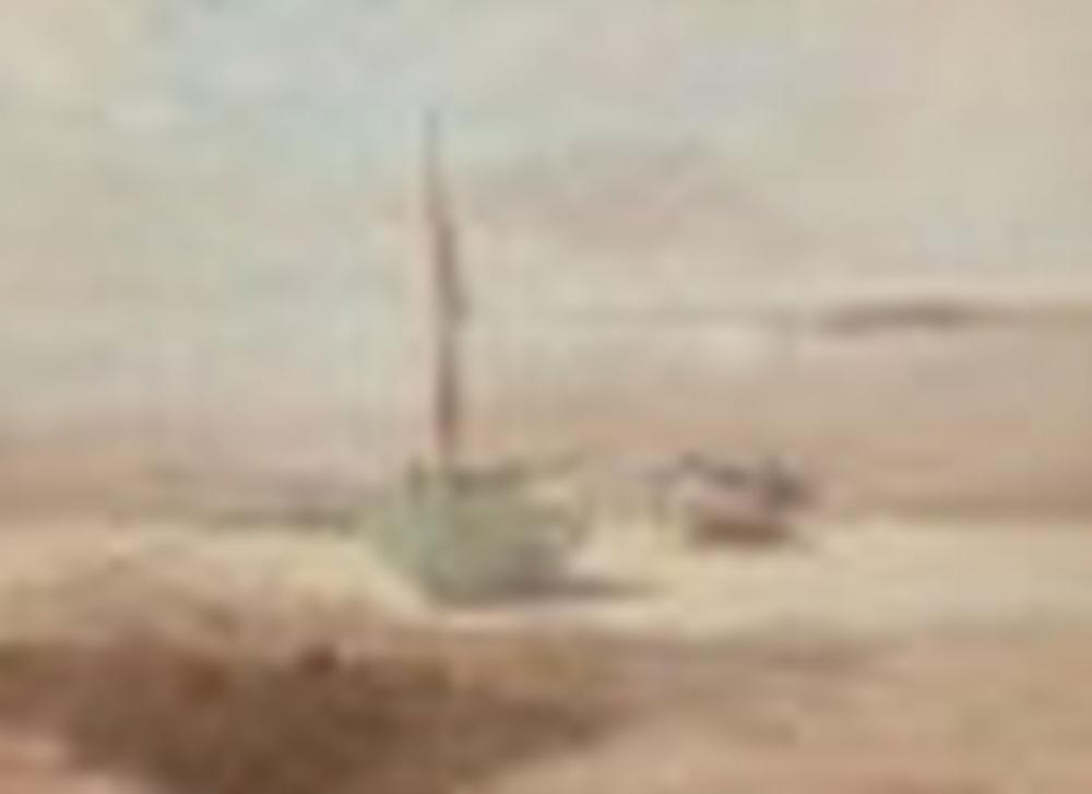 Charles Edwin Lewis Green comparable auction result: charles edwin lewis green 1844 1915 two sailboats beached on a shoreoil on