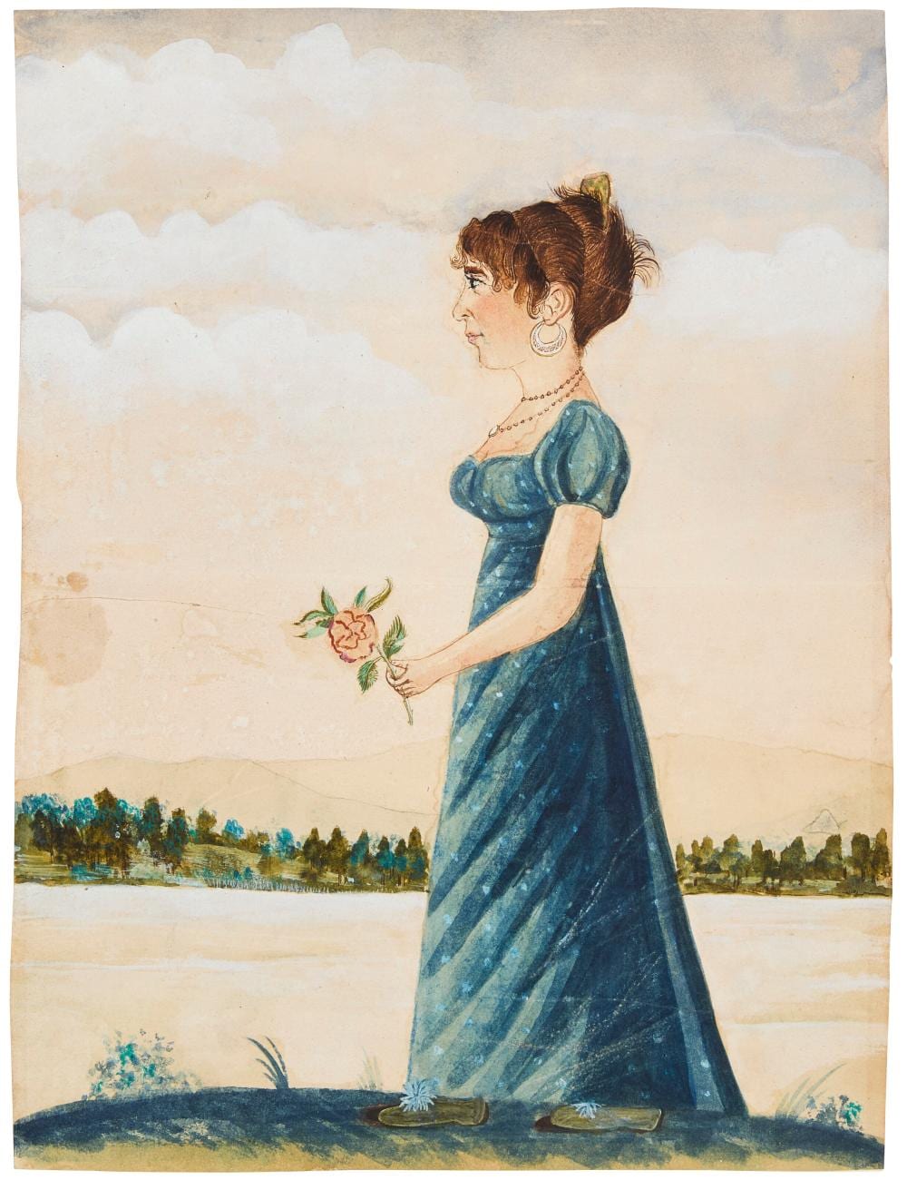 Jacob Maentel comparable auction result: jacob maentel 1763 1863 portrait of a young lady ink and watercolor on