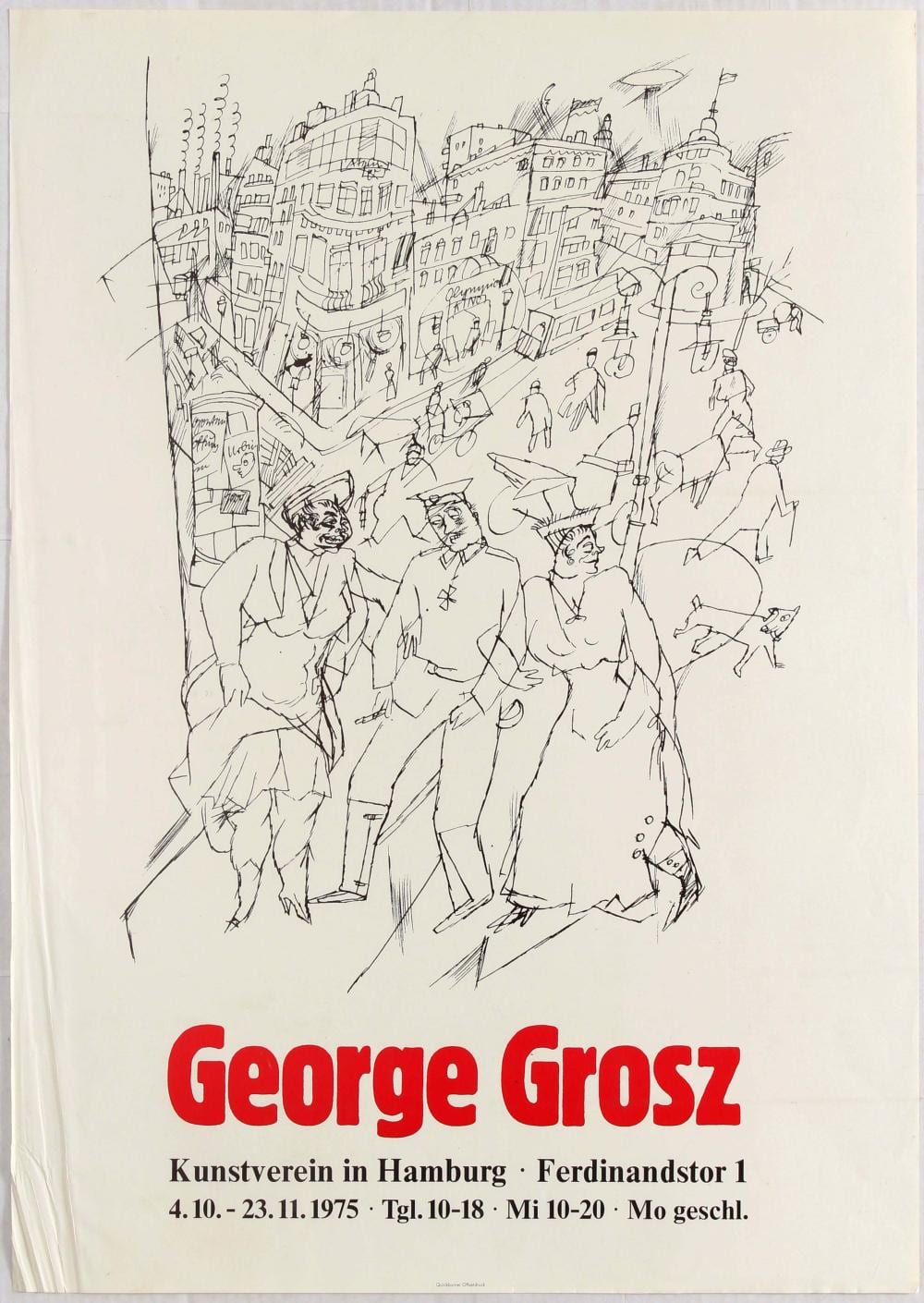 Art Exhibition Poster George Grosz Hamburg sold by Antikbar Original Vintage Posters, lot 176 — auction record photograph