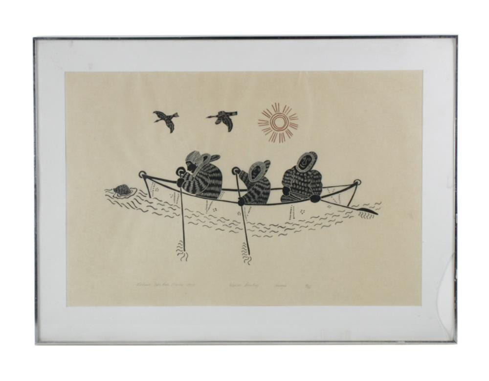 Agnes Nanogak comparable auction result: agnes nanogak women boating lithograph