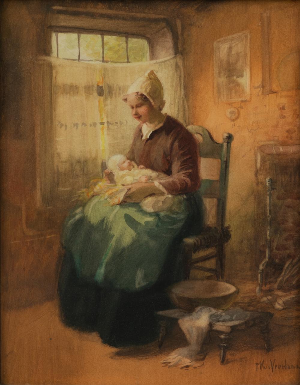 Francis William Vreeland comparable auction result: francis william vreeland american 1879 1954 watercolor on paper dutch interior h 13 5 w 10 5