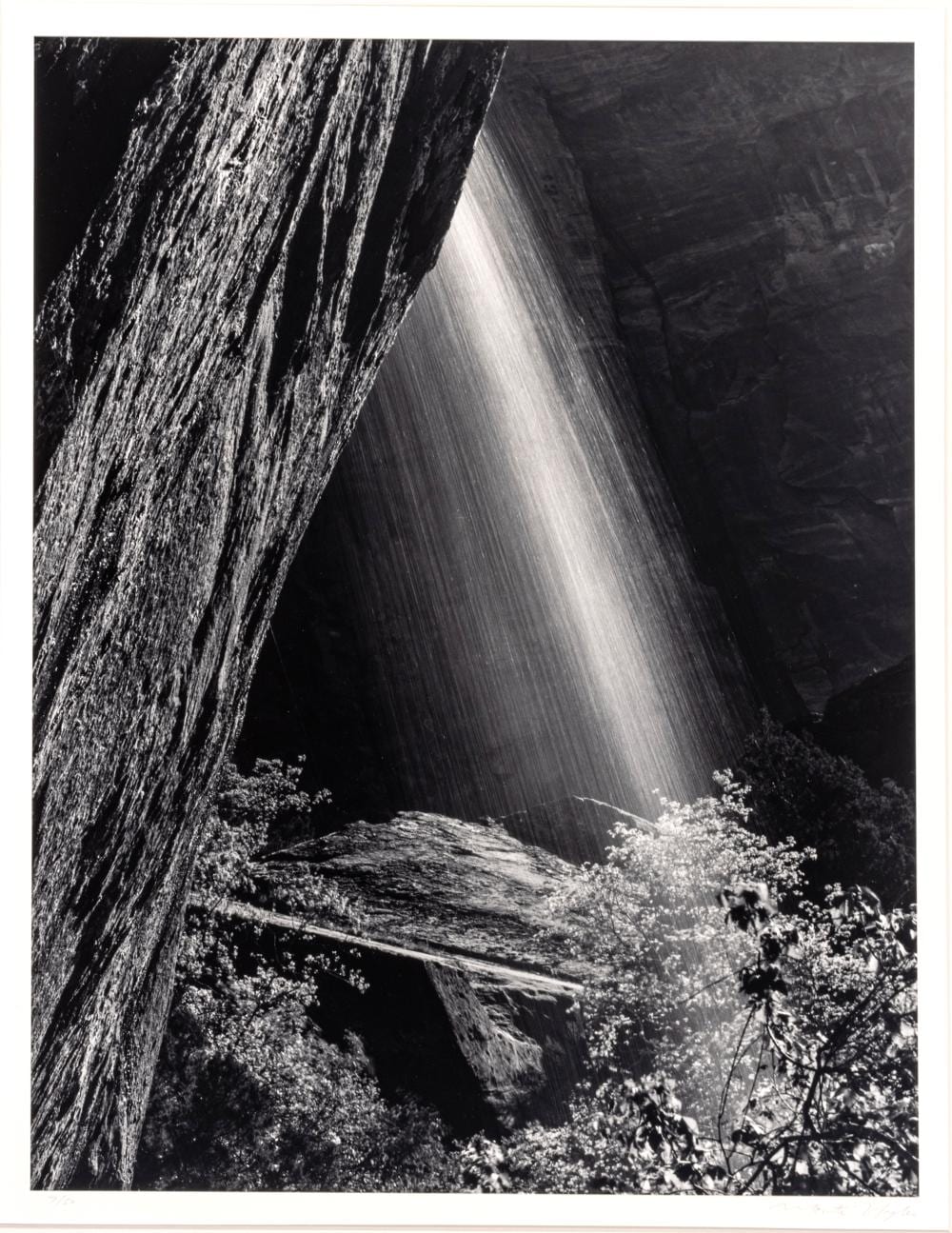 Monte Nagler comparable auction result: monte nagler american b 1939 gelatin silver print 1989 emerald pool falls zion national park ut h 15 2 w 19 5