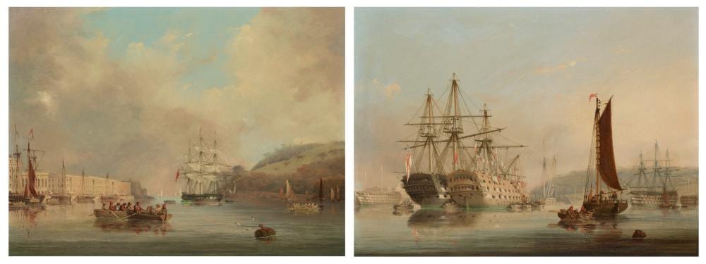 Nicholas Condy comparable auction result: nicholas condy torpoint 1793 1857 plymouth a royal navy frigate entering