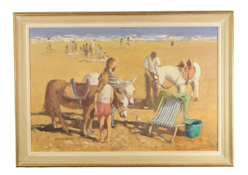 William Norman Gaunt comparable auction result: william norman gaunt 1918 2001 a 20th century oil on board donkeys and children playing on a beach