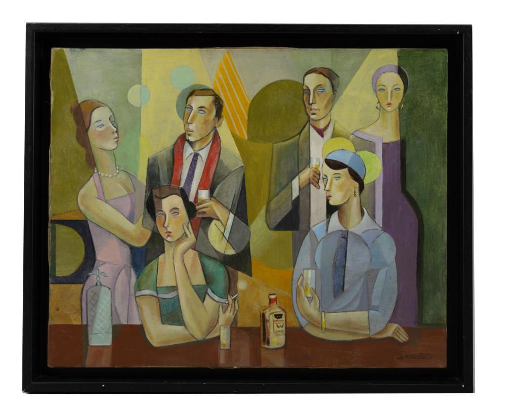 Bela de Kristo comparable auction result: bela de kristo hungarian bar scene oil on canvas