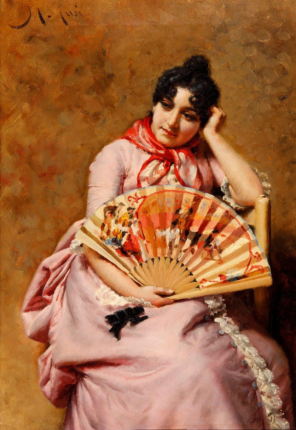 Manuel Cusí Ferret comparable auction result: manuel cus ferret vilanova i la geltr barcelona 1857 barcelona 1919 young woman with fan oil on canvas signed in the upper margin