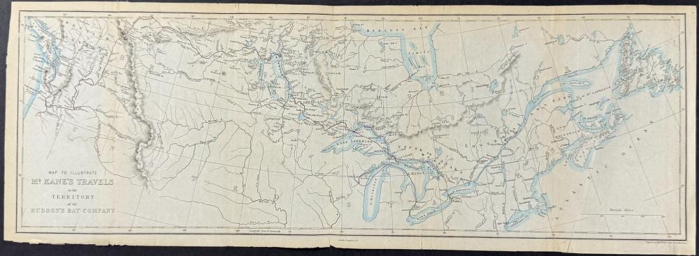 Paul Kane comparable auction result: paul kane map to illustrate mr kane s travels in the territory of the hudson s bay company