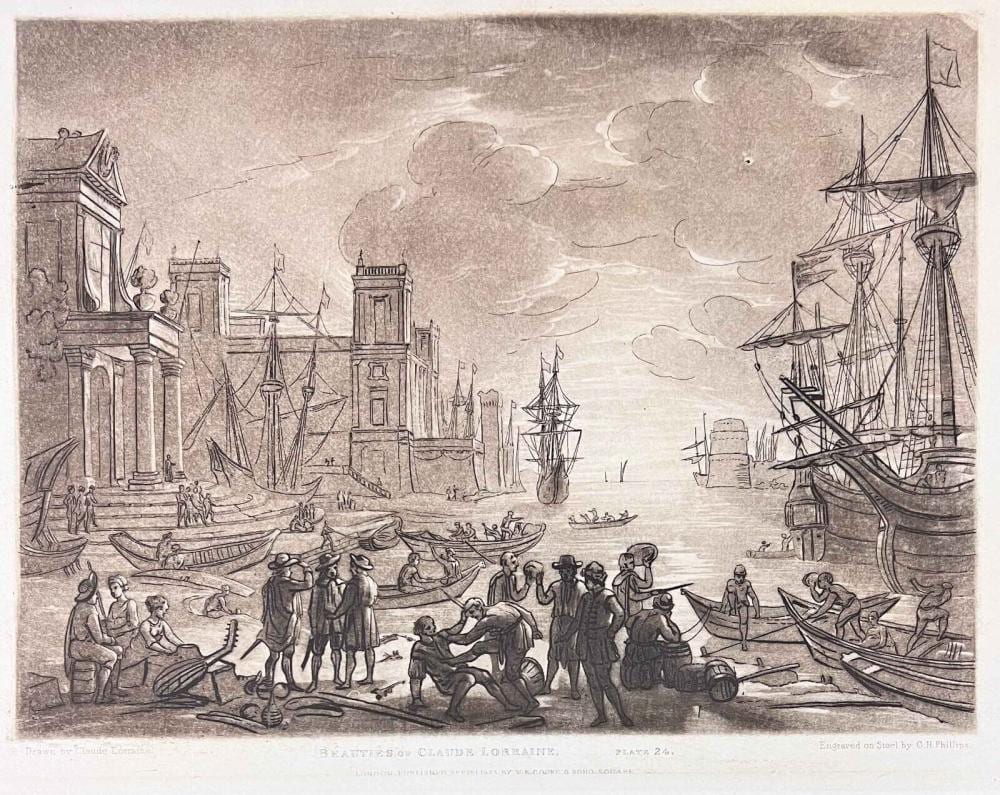 Claude Lorraine comparable auction result: engraved print beauties of claude lorraine 1825 plate 24
