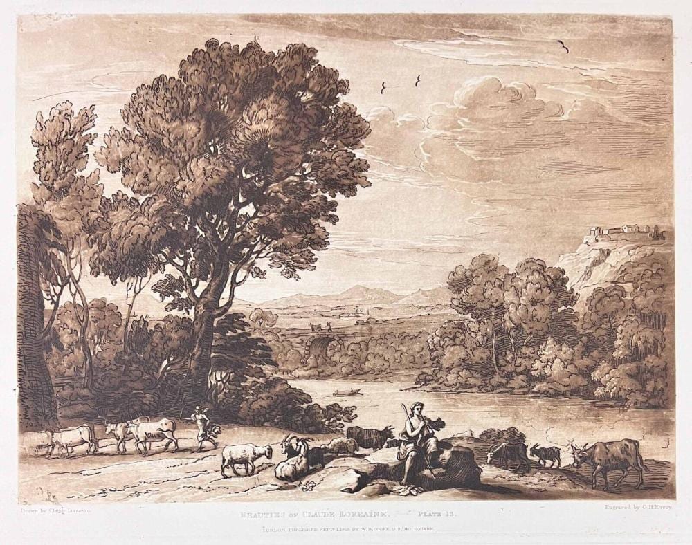 Claude Lorraine comparable auction result: engraved print beauties of claude lorraine 1825 plate 13