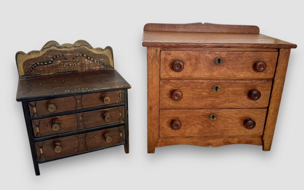 Antique Miniature Wood Chests / Dressers With Drawers sold by Kensington Estate Auctions, lot 154 — auction record photograph