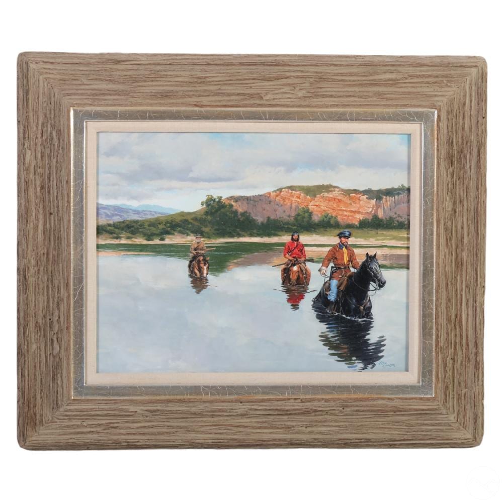 ken laager b1953 river reconnaissance oil painting · Hill Auction Gallery · 2025-01-29 Ken Laager comparable auction result: ken laager b1953 river reconnaissance oil painting