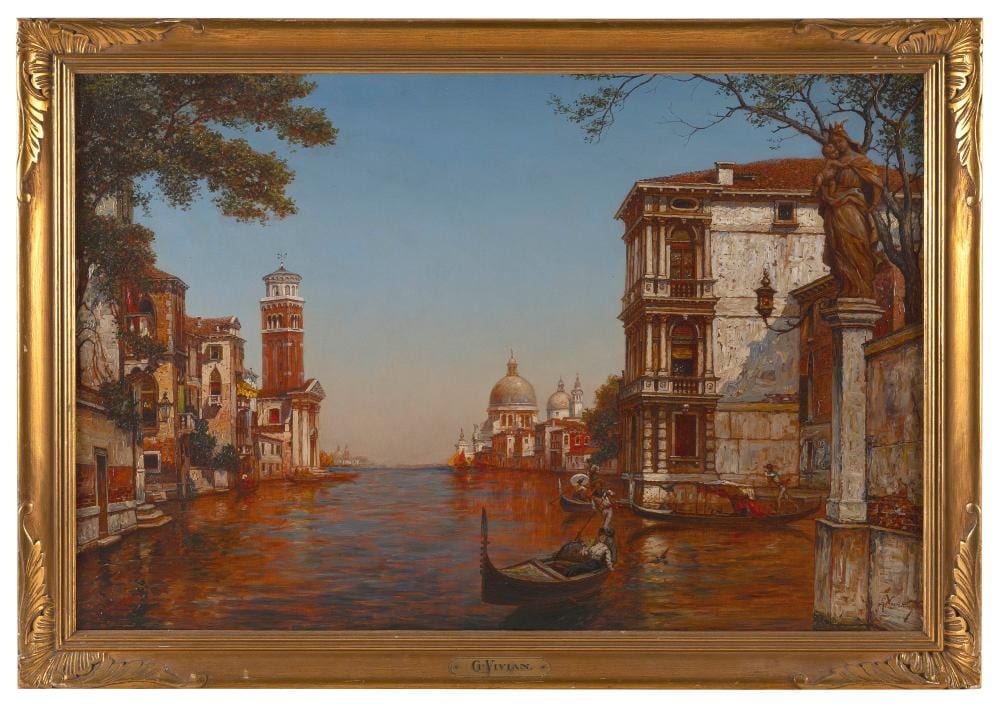 George Vivian comparable auction result: george vivian united kingdom 1798 1873 venetian canal oil on canvas 20 x 30 framed 23 5 x 34