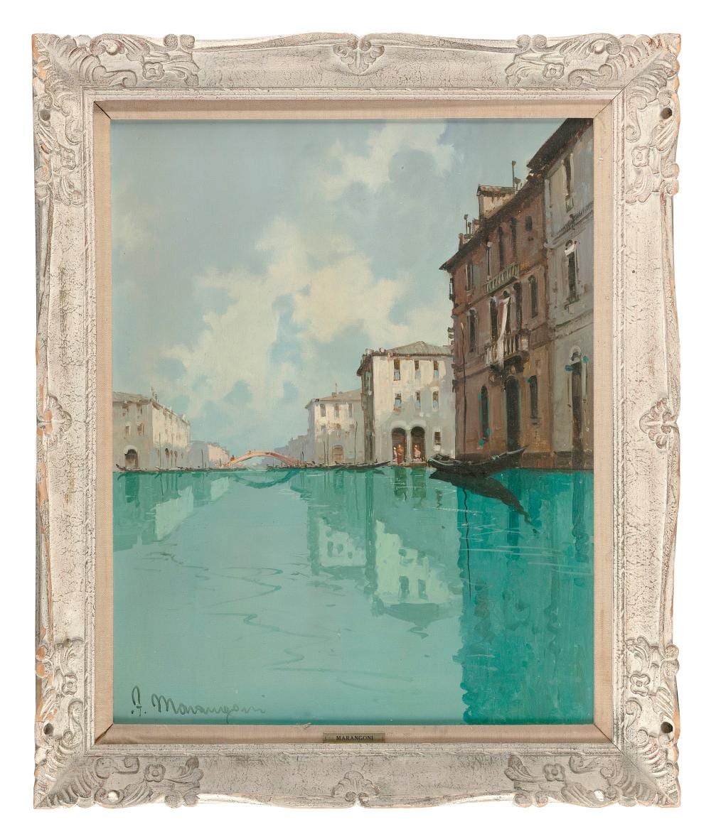 Aldo Marangoni comparable auction result: aldo marangoni italy 20th century venetian canal oil on canvas 24 x 30 framed 37 x 31